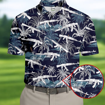Dark Blue Color Army Theme Hawaiian Golf Polo, Golf Shirts For Men, Polo ShirtFor Men