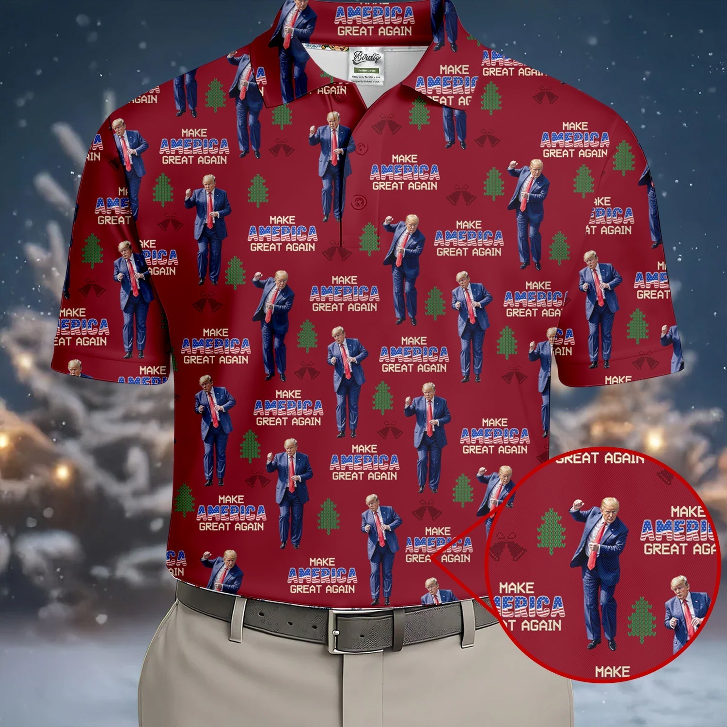 Make America Great Again Christmas Golf Trump Dancing Men's Golf Polo Shirtn Golf Polos, Golf Apparel