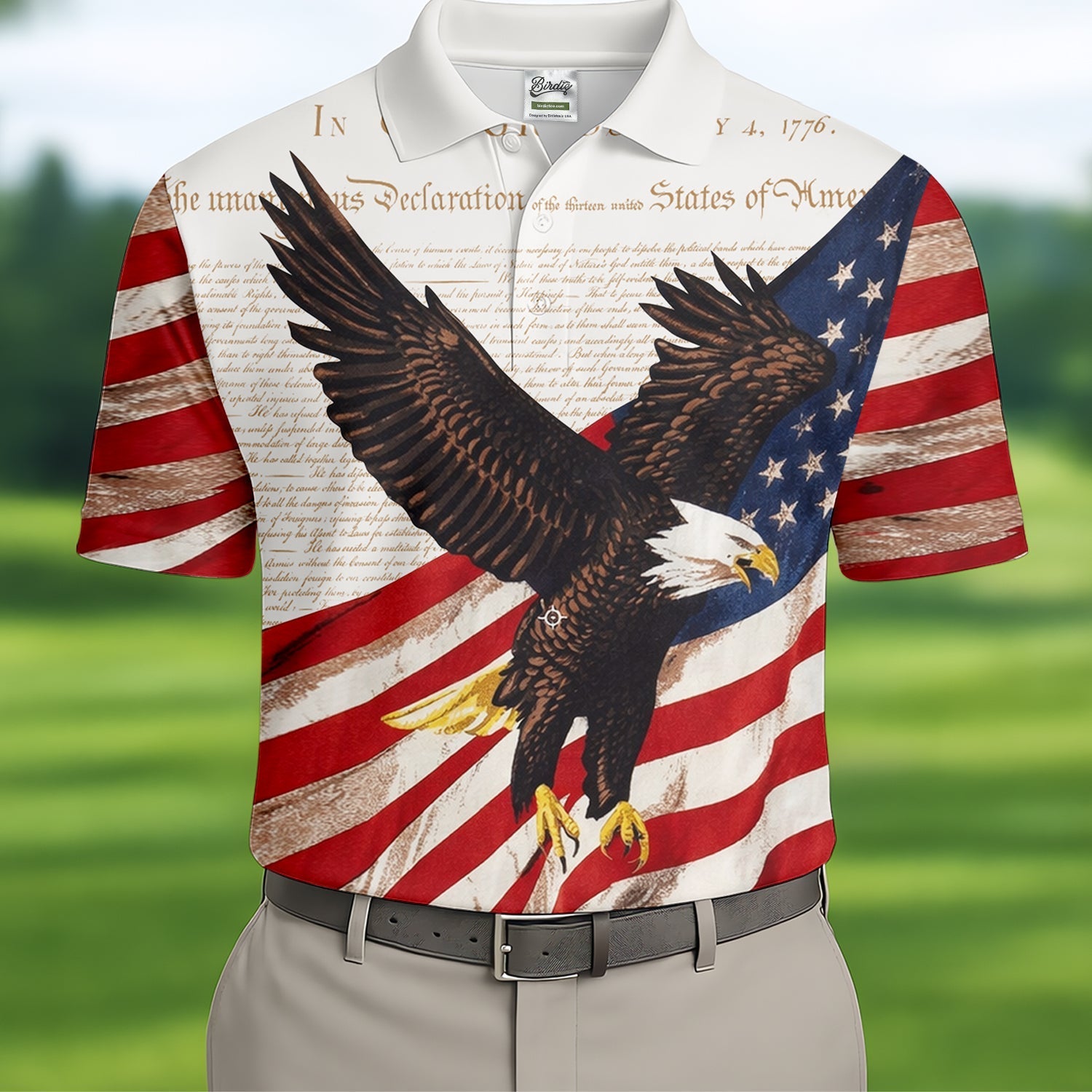 American Flag And Eagle Patriotic Pride Golf Tops For Men, 250th Anniversary Patriotic Golf Shirts For Men