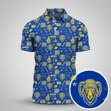 Ram Head Royal Blue And Gold Sport Polo, American Football League Gift Ideas For Football Fans