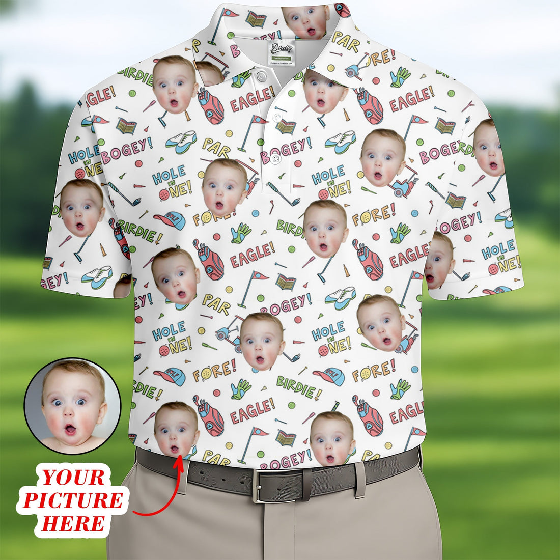 Custom Photo Shirt, Funny Golf Polo ShirtGolf Presents For Dad, Christmas Golf Gift
