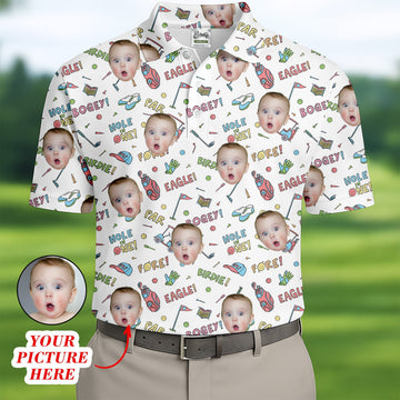 Custom Photo Shirt, Funny Golf Polo ShirtGolf Presents For Dad, Christmas Golf Gift