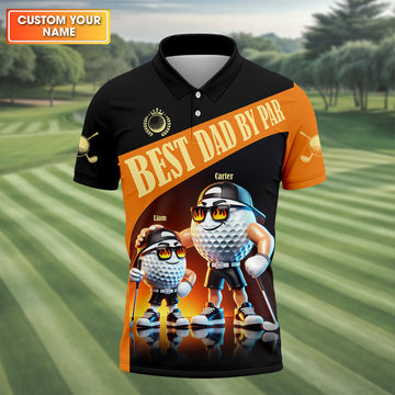 Best Dad By Par Custom Men's Golf Polo Shirtny Golf Shirt, Dad Golf Gift