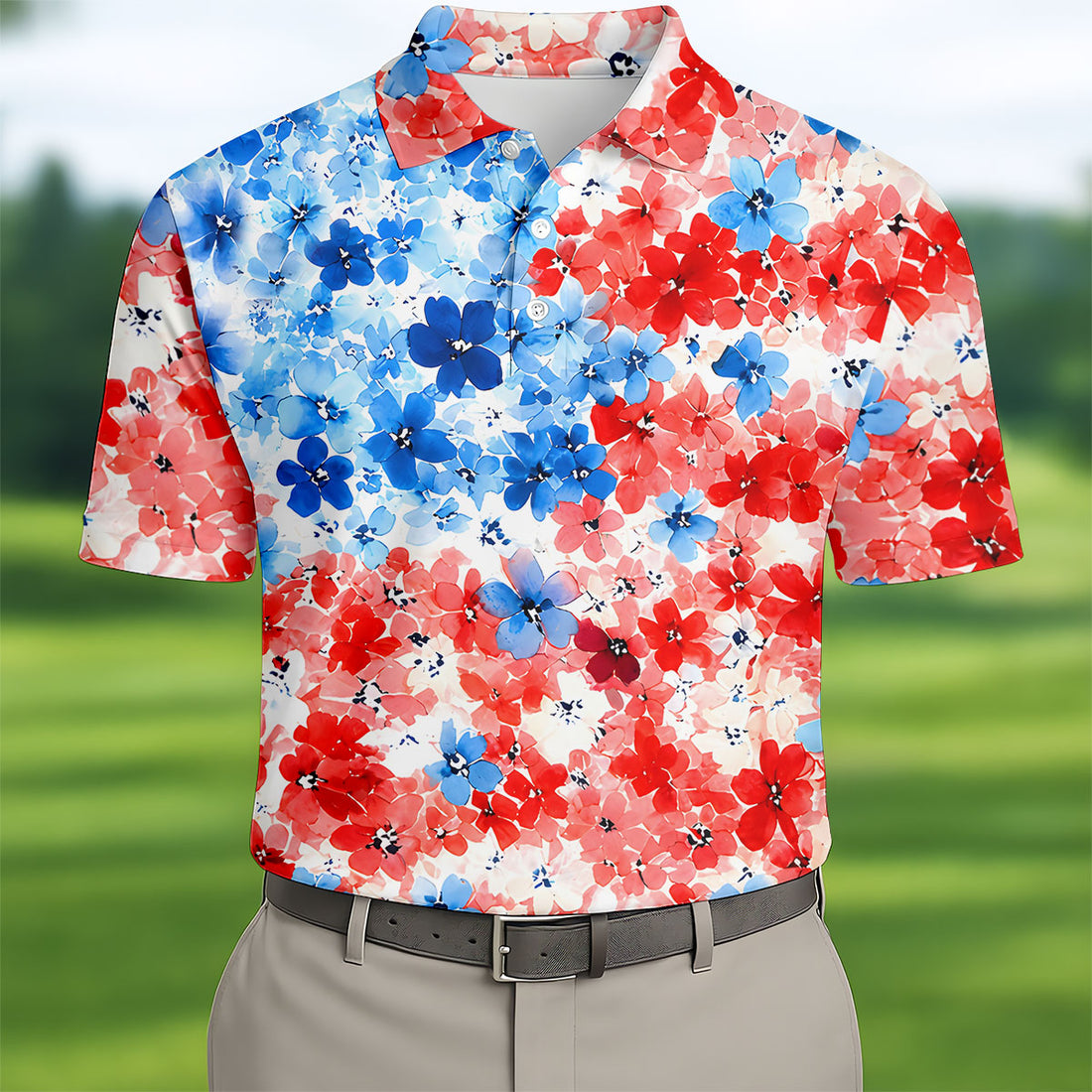 Red White Blue Hawaiian Golf Shirt, 250 Years Men's Golf Shirt, Polo Shirts For Men