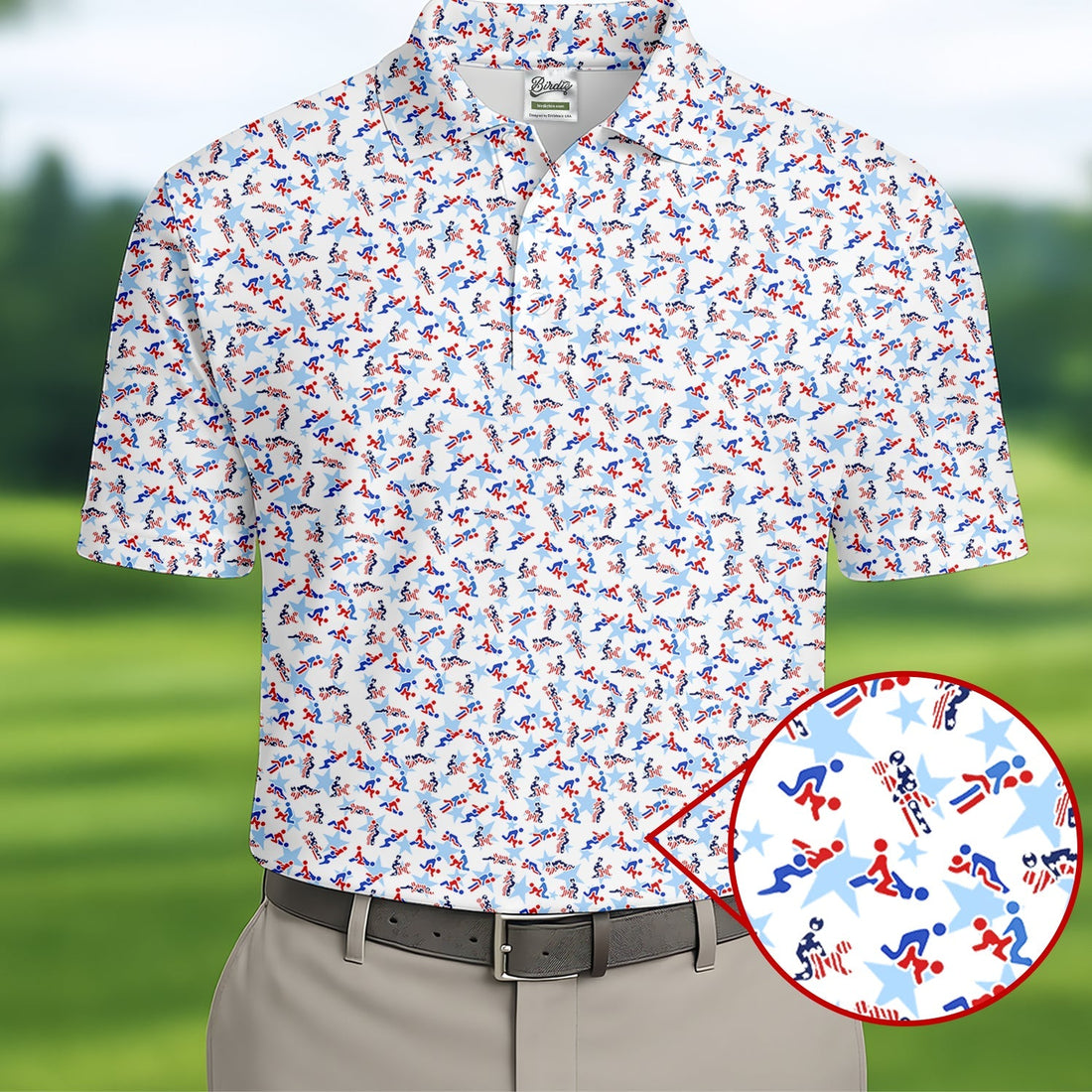 Funny Stick Figure Naughty Couple Red White Blue Polo ShirtFor Men, 250th Anniversary Golf Shirts For Men