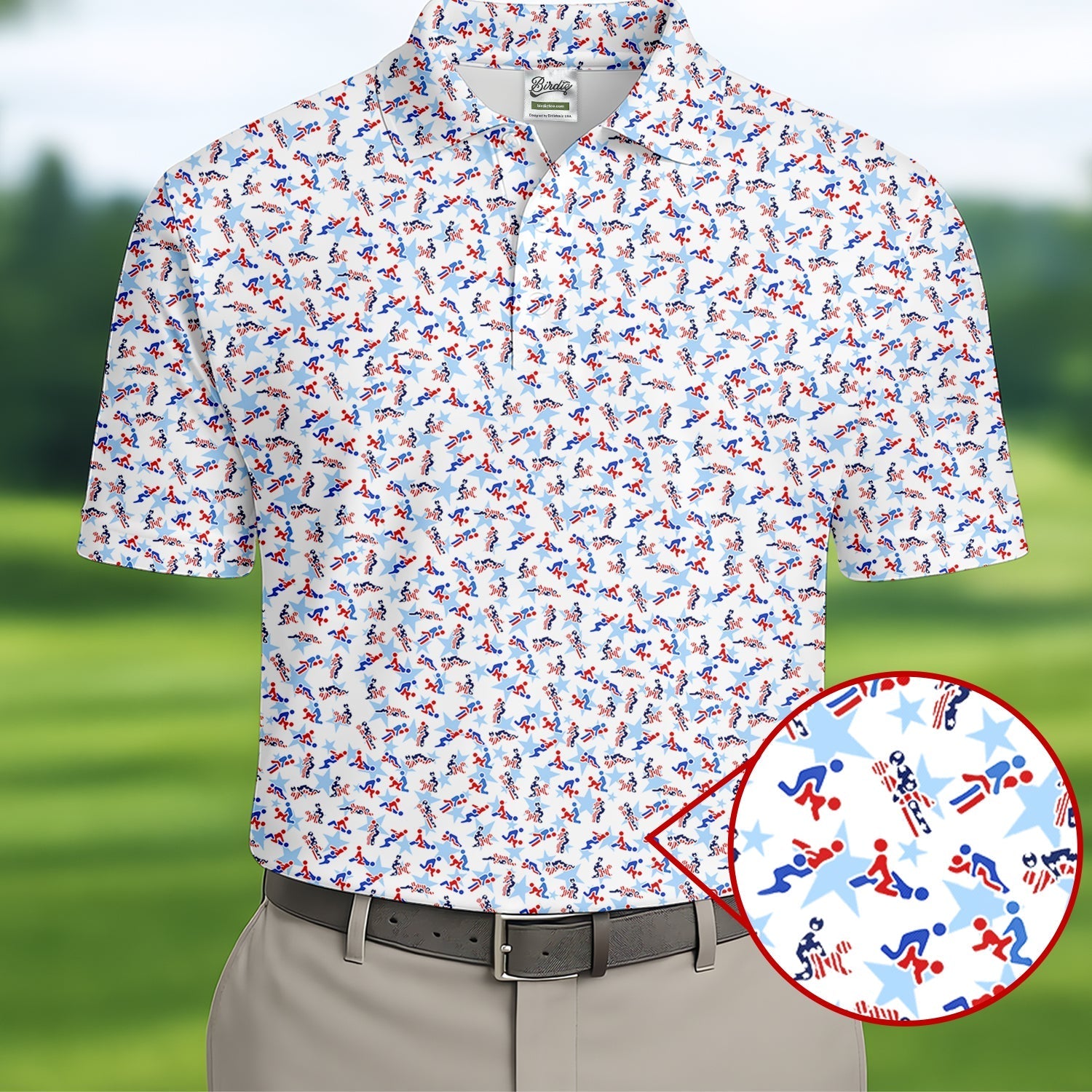 Funny Stick Figure Naughty Couple Red White Blue Polo ShirtFor Men, 250th Anniversary Golf Shirts For Men