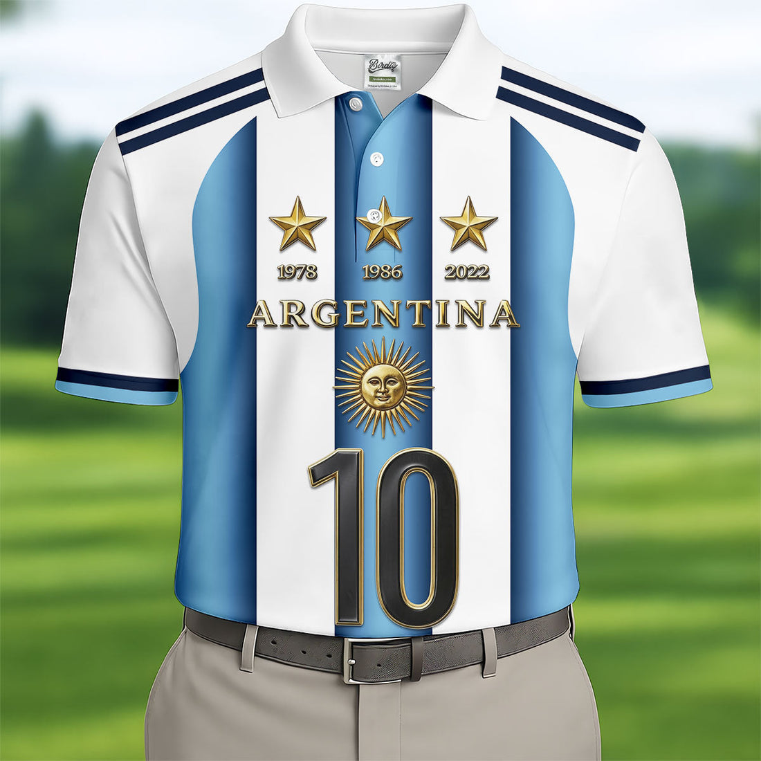 Argentina World Cup Sun Of May Golf Tops For Men, Football Theme Polo Shirtor Men