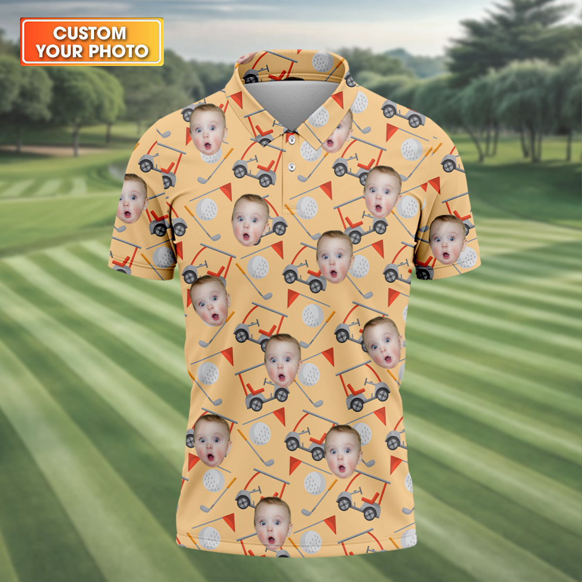 Custom Photo Shirt, Funny Golf Polo Shirtad Golf Shirt For Christmas, Gifts For The Golfing Dad