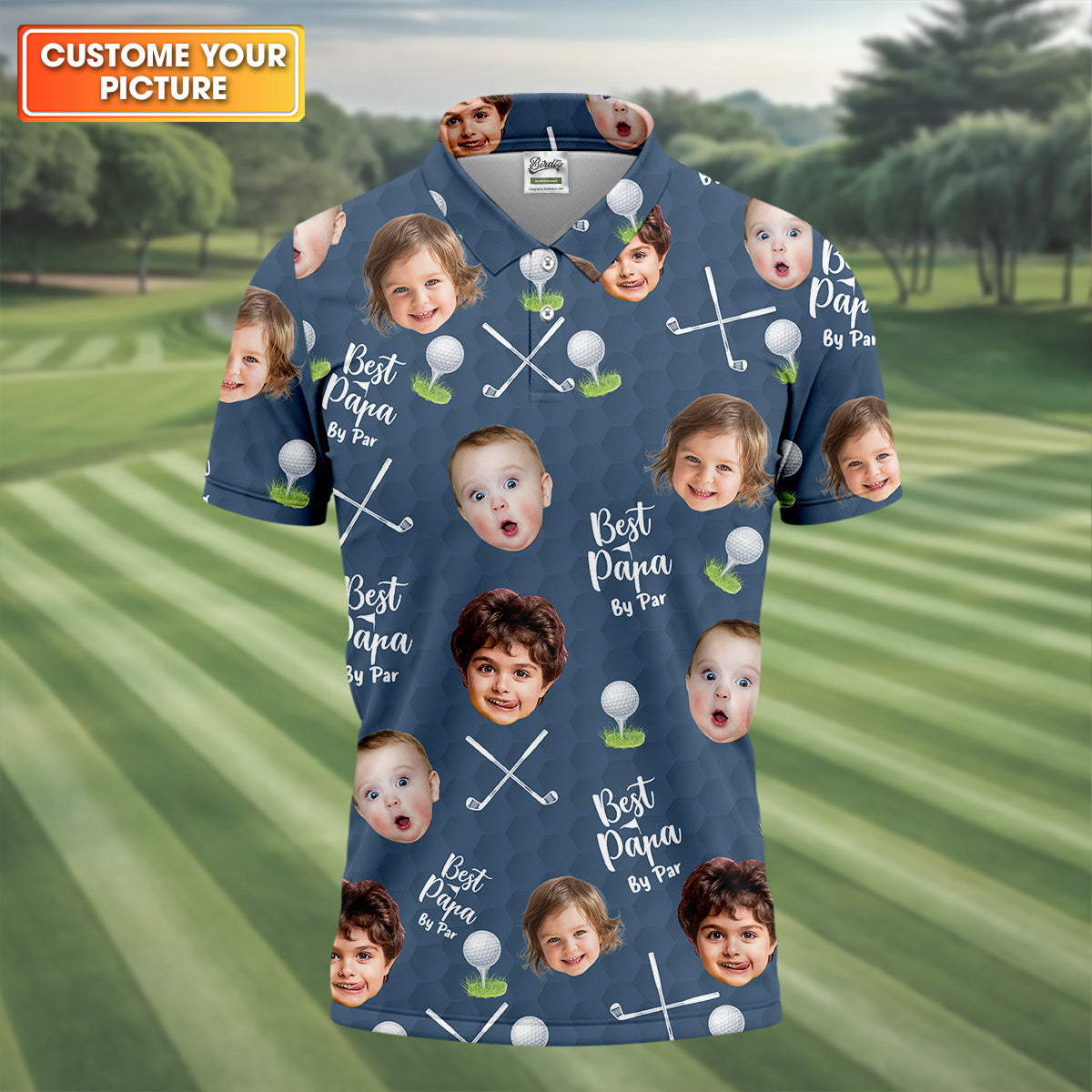 Best Papa By Par Custom Photo Golf Shirt, Funny Golf Shirt, Christmas Golf Gift