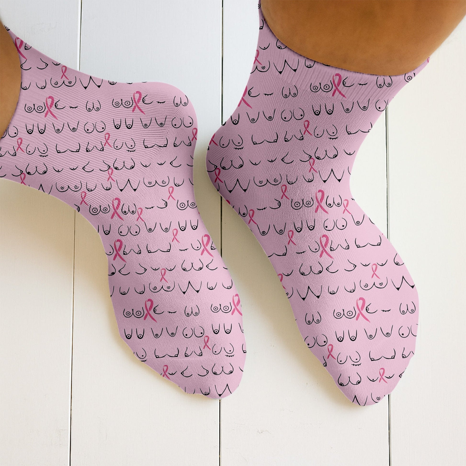 Funny Pink Men's Golf Shirt With Socks Free, Breast Cancer Awareness Gift