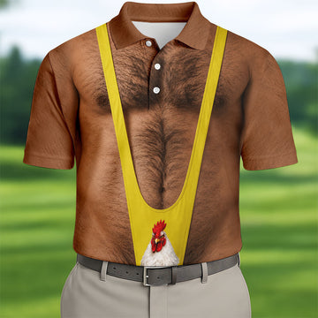 Funny Chicken Yellow Singlet Body Golf Shirt, Mens Golf Polo, Printed Golf Shirts