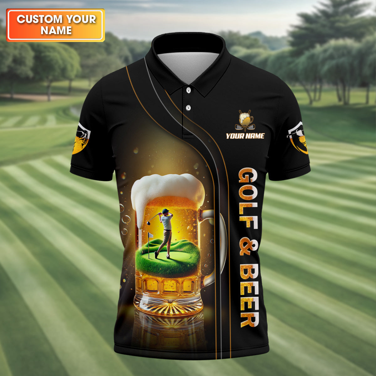 I Make Golf Ball And Beer Custom Men's Golf Polo ShirtFunny Golf Shirt, Dad Golf Gift