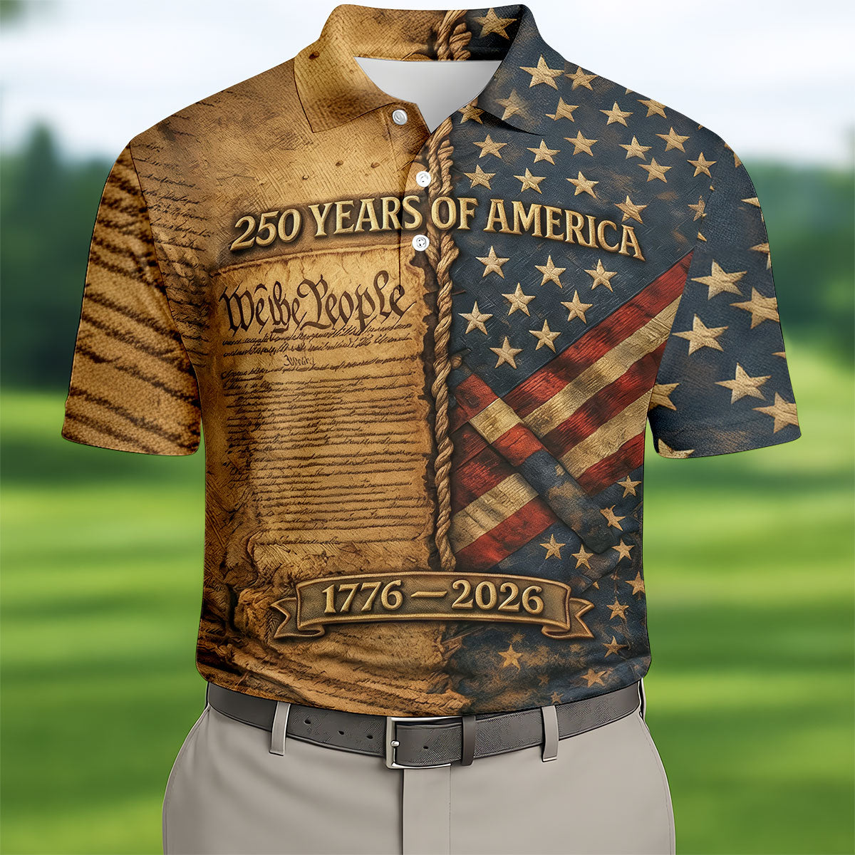 We The People 250 Years Of America 1776-2026 4th Of July Golf Shirt, Retro Golf Shirt, Golf Shirts For Men