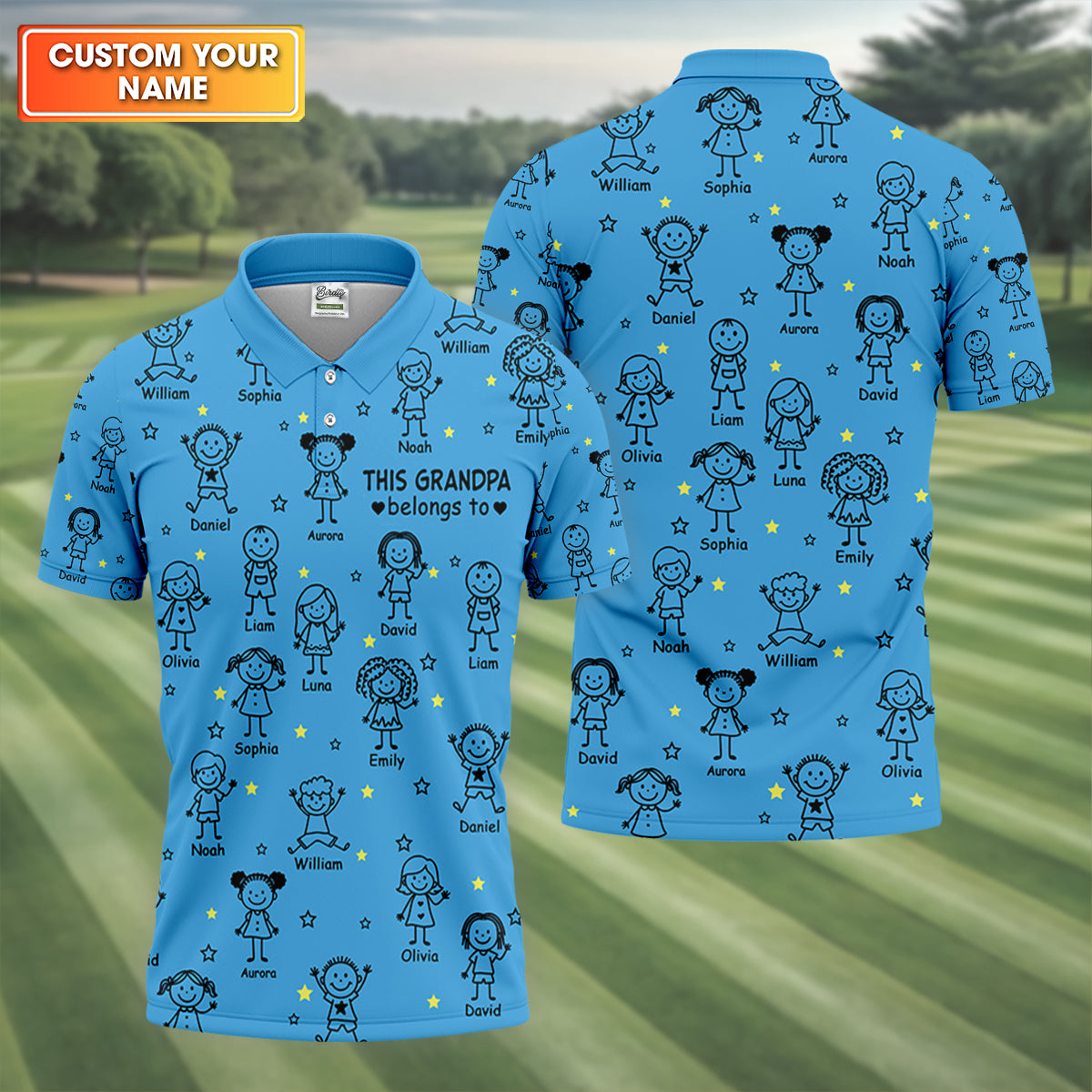 This Grandpa Dad Belongs To Kids Pet Blue Golf Shirt, Polo ShirtFor Men, Golf Gift For Men