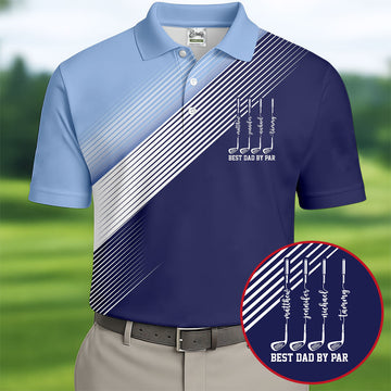 Best Dad By Par Diagonal Striped Father's Day Golf Shirt, Golf Gift For Dad, Polo Shirtor Men