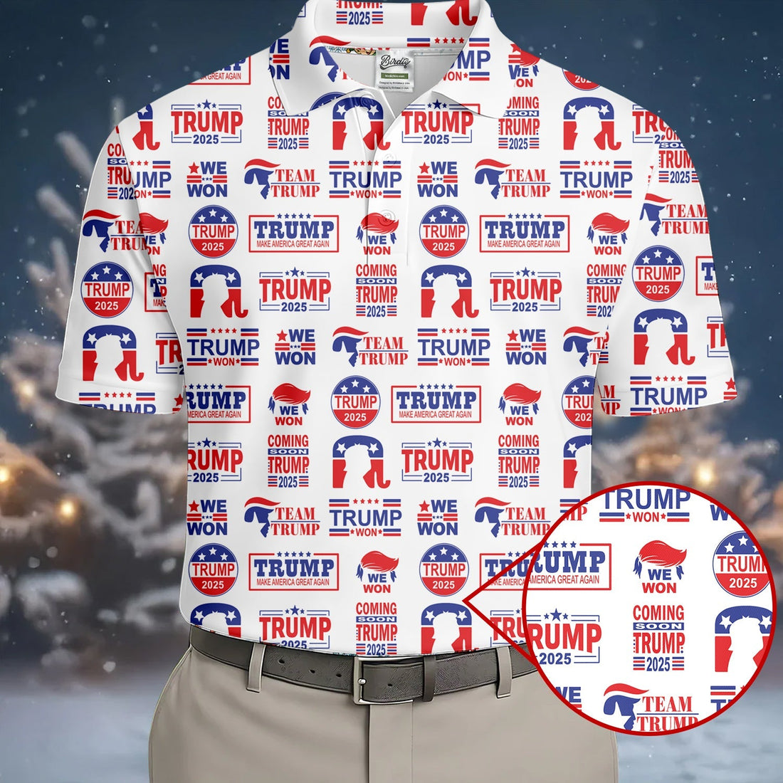 Coming Soon Trump Pattern Christmas Golf Tops For Men, Christmas Golf Shirt, Men Golf Apparel