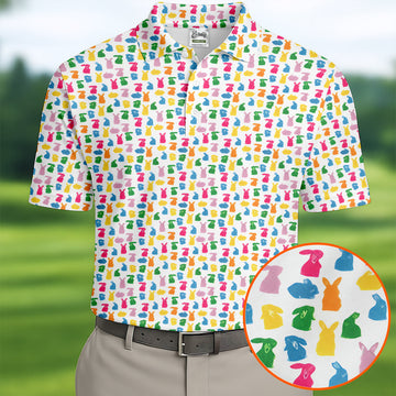 Bunny Hops Seamless Pattern Easter Golf Shirt, Golf Shirts For Men, Men's Funny Golf Shirts, Polo Shirt Men