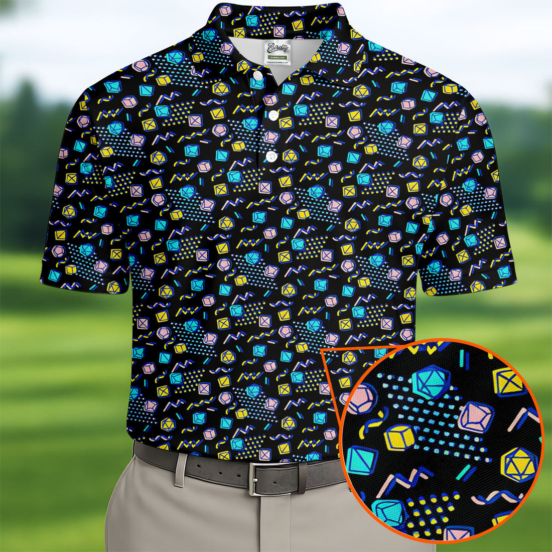 90s Dice Memphis Style Black Golf Shirt, Cute Golf Shirt, Polo ShirtFor Men, Golf Shirts For Men