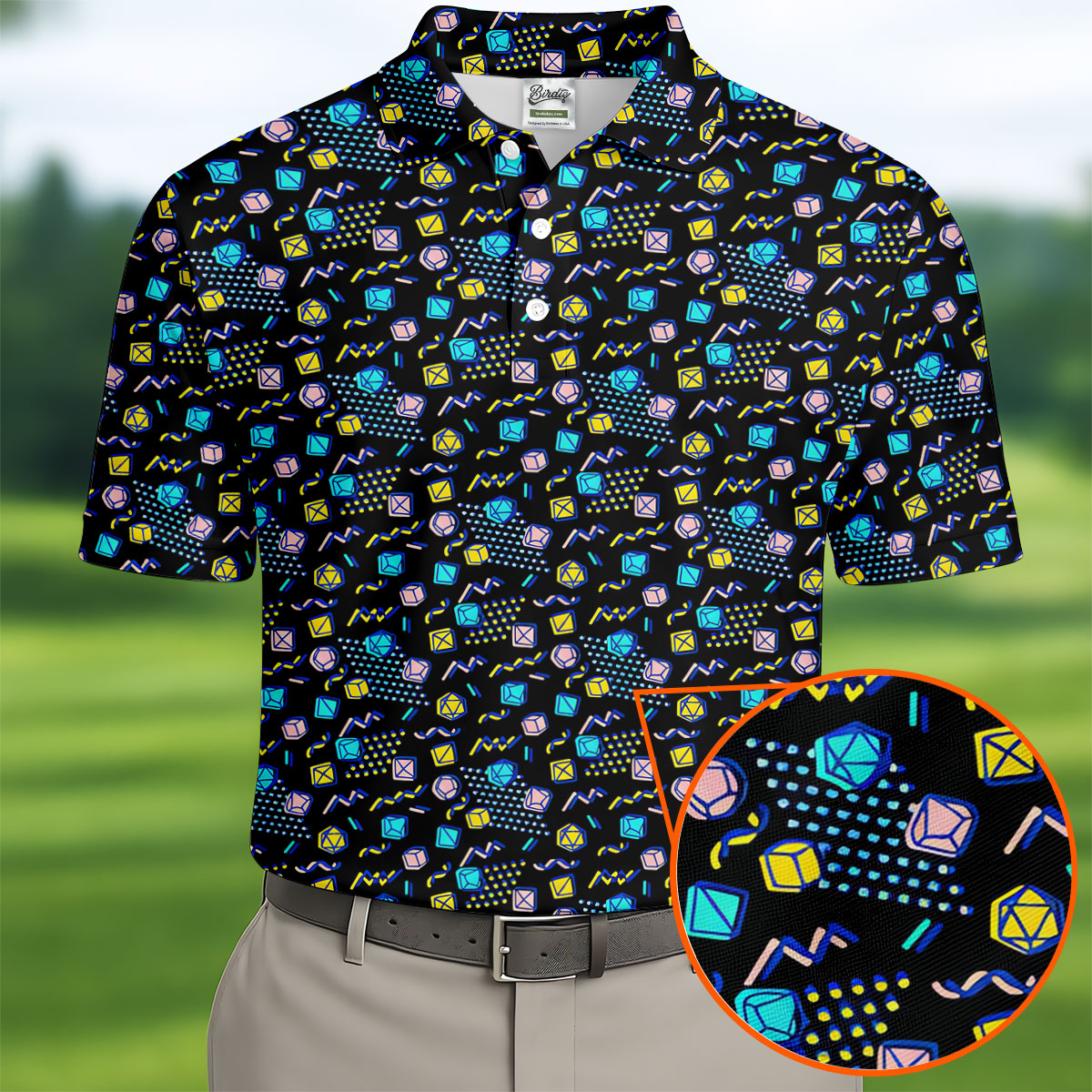 90s Dice Memphis Style Black Golf Shirt, Cute Golf Shirt, Polo ShirtFor Men, Golf Shirts For Men