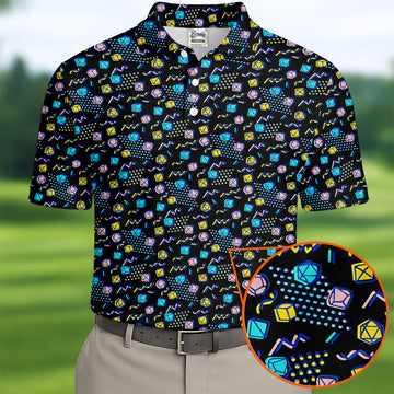 90s Dice Memphis Style Black Golf Shirt, Cute Golf Shirt, Polo ShirtFor Men, Golf Shirts For Men