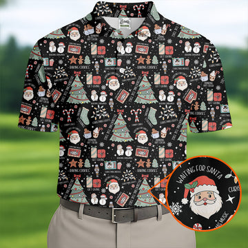 Cute Santa Claus Gift Black Men's Golf Polo Shirtistmas Golf Shirt, Polo Shirtor Men