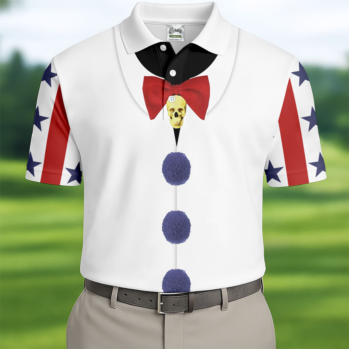 Creepy Clown Horror Cosplay Fun Golf Shirts For Men, Funny Halloween Polo ShirtFor Men, Cool Golf Gift