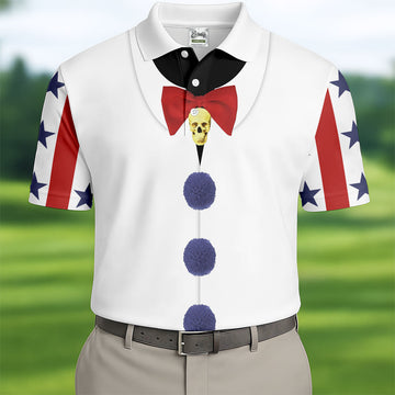 Creepy Clown Horror Cosplay Fun Golf Shirts For Men, Funny Halloween Polo ShirtFor Men, Cool Golf Gift