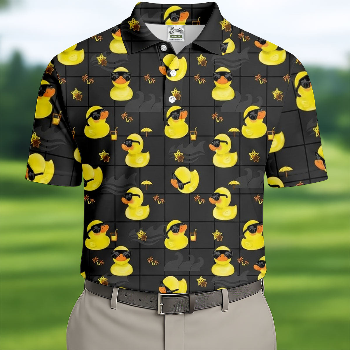 Yellow Rubber Duck Men's Funny Golf Shirts, Black Golf Shirt, Polo ShirtFor Men, Golf Shirts For Men