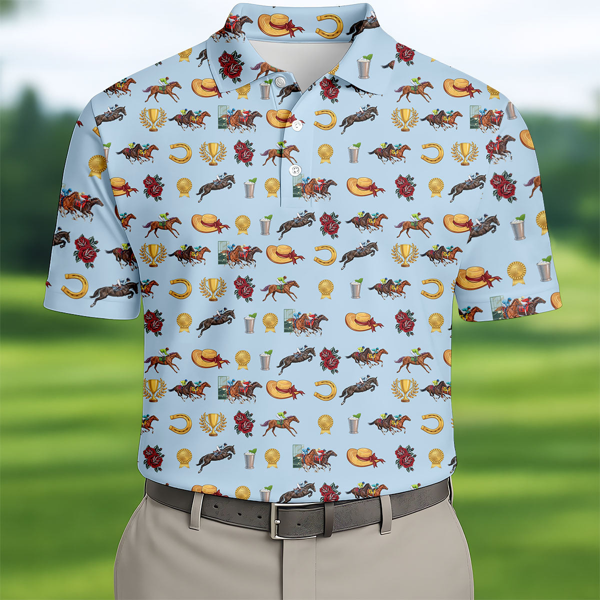 Run For The Roses Horse Ride Racing Golf Tops For Men, Golf Shirts For Men, Polo Shirtor Men