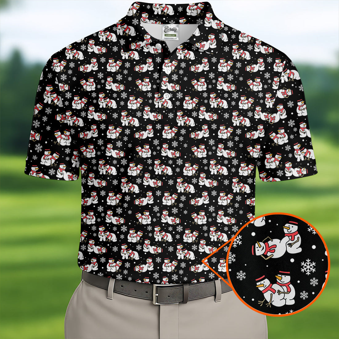 Naughty Snowman Black Golf Shirt, Christmas Golf Shirt, Fun Golf Shirts For Men, Polo ShirtFor Men