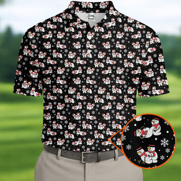 Naughty Snowman Black Golf Shirt, Christmas Golf Shirt, Fun Golf Shirts For Men, Polo ShirtFor Men