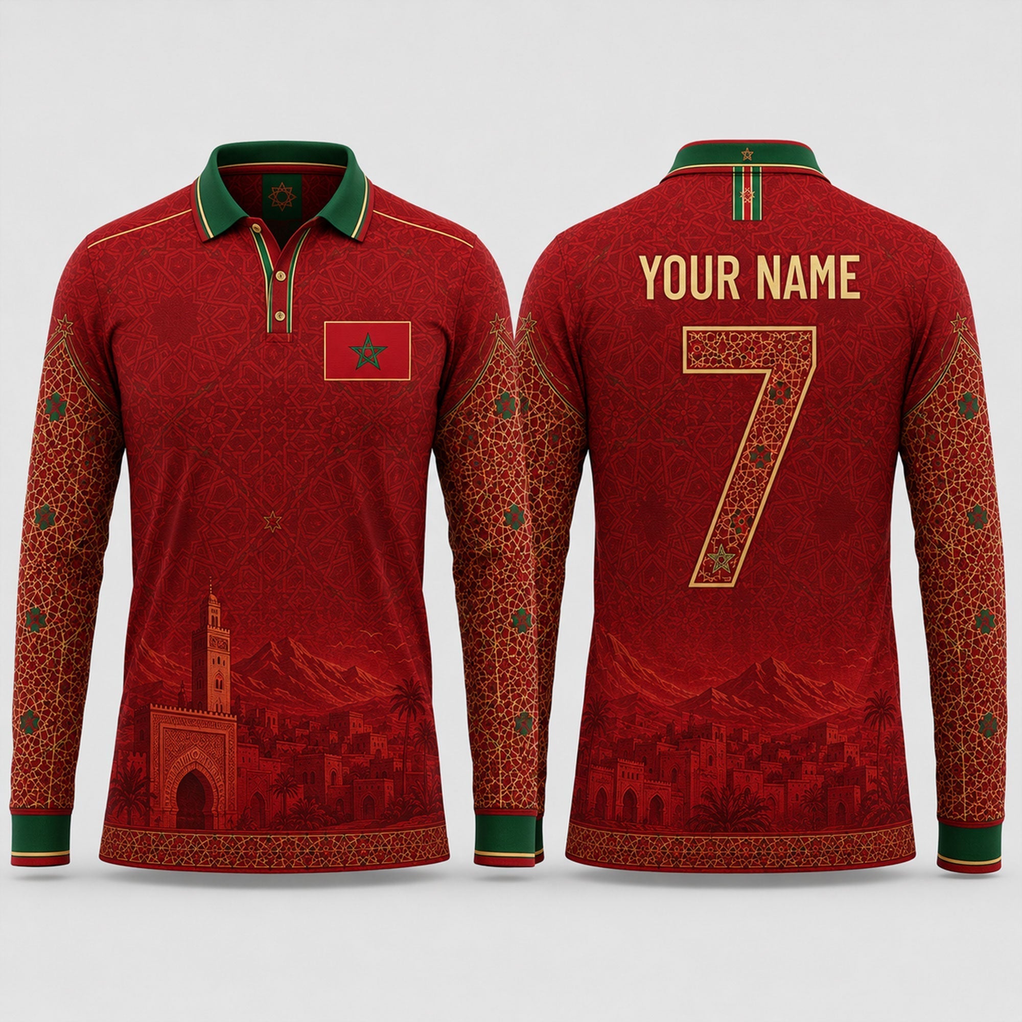 Moroccan Fooball Shirt, Moroccan Zellige Tile V-Neck For Men Football Lover, Father's Day Presents