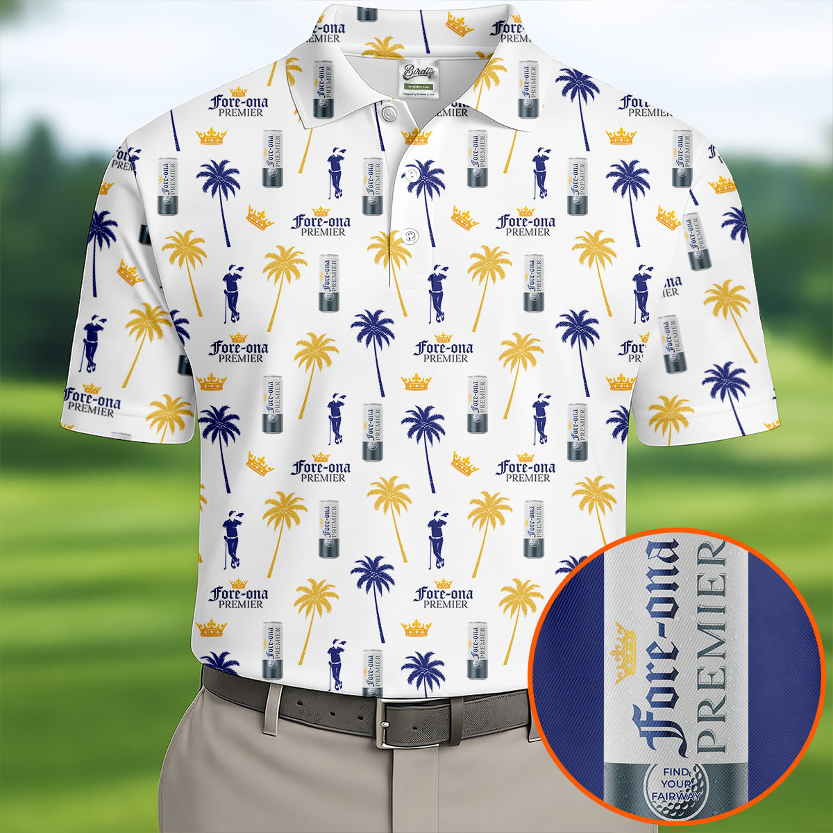 Fore-ona Premier Find Your Fairway Golfer Drinking Men's Funny Golf Shirts, Golf Shirts For Men