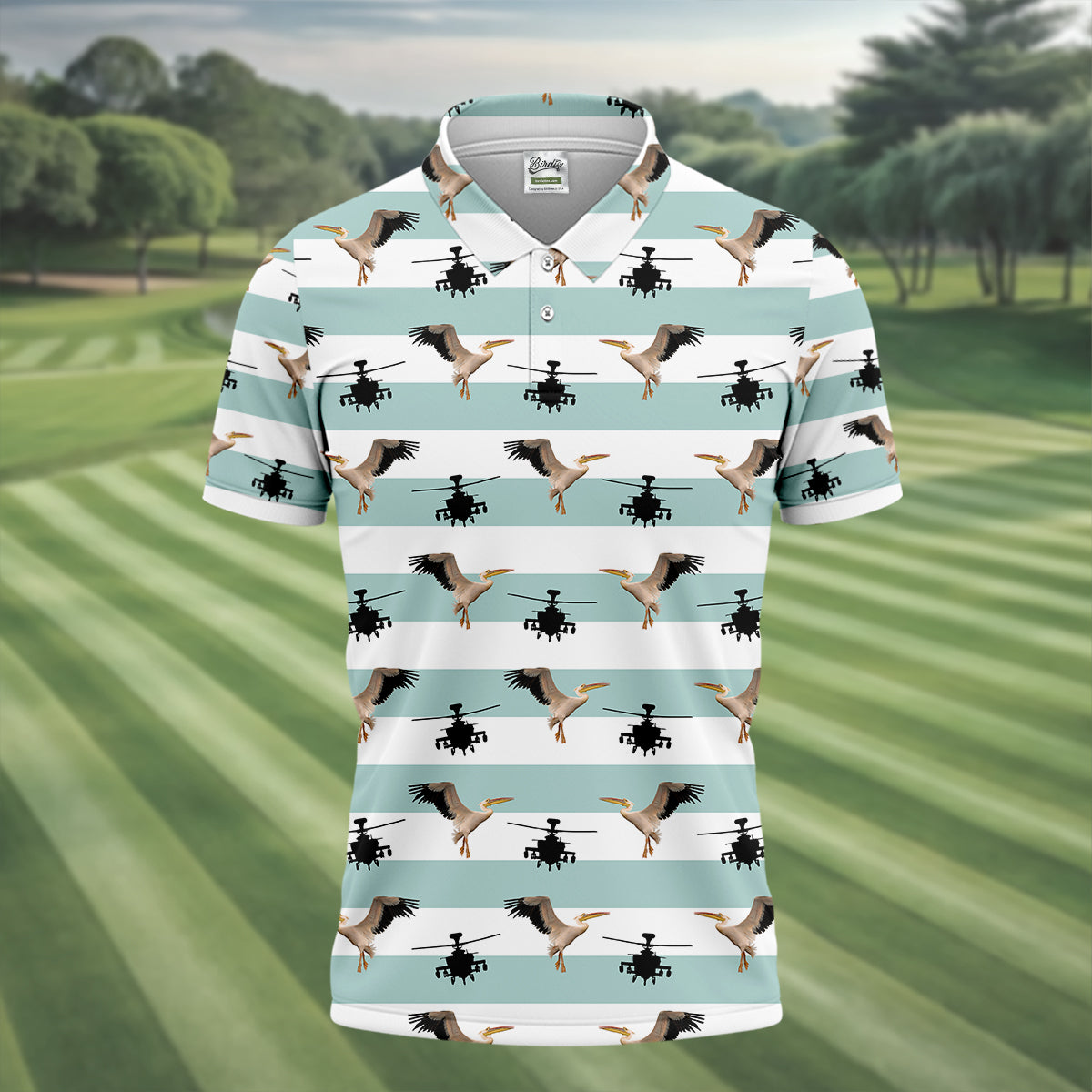 Funny Pelicans Golf Polo ShirtMens Golf Gift, Mens Tropical Shirts