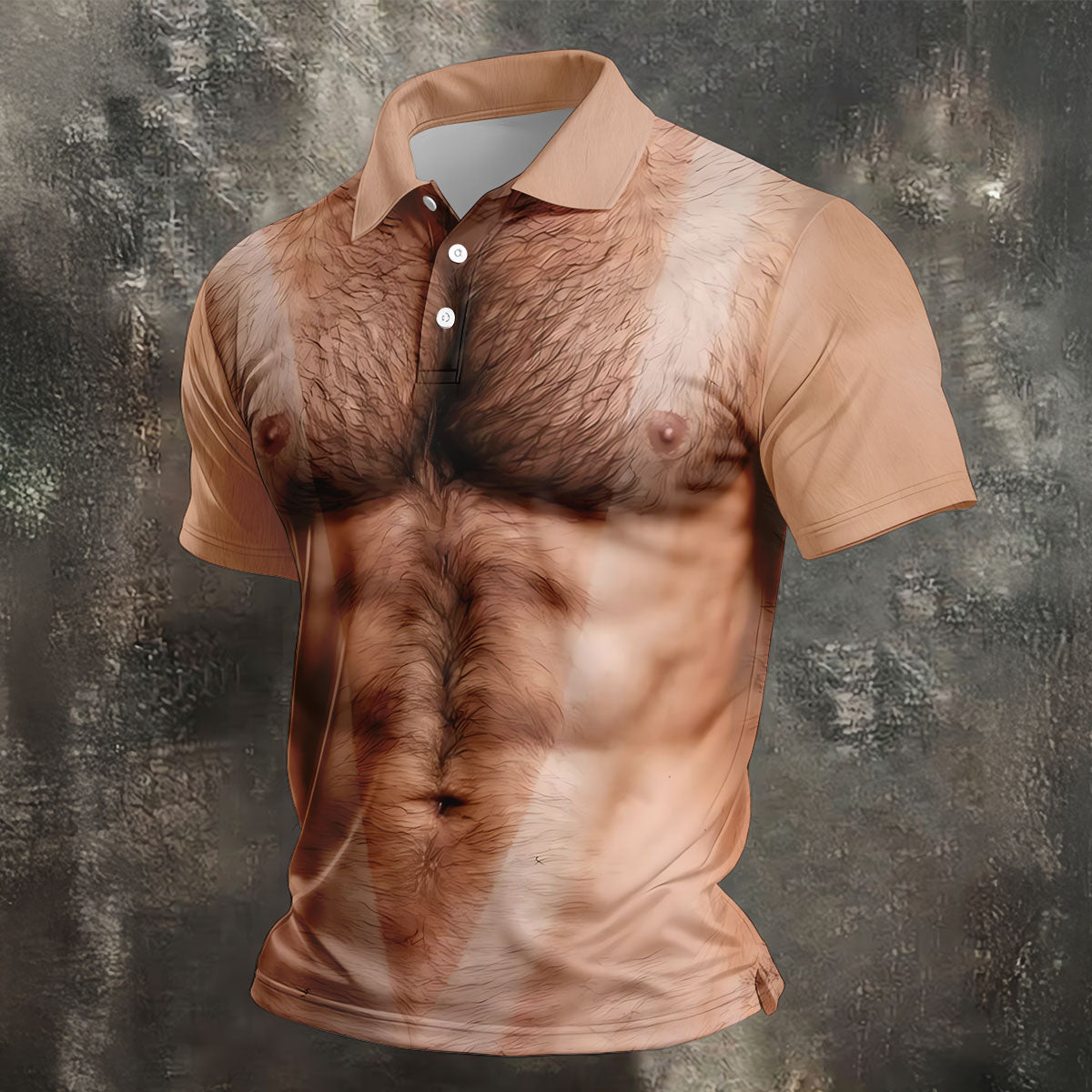 Funny Hairy Man Body Illusion Design Hawaiian Golf Shirt, Golf Shirts For Men, Polo Shirts For Men