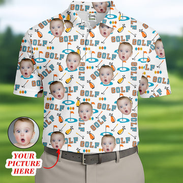 Custom Kids Photo Golf Shirt, Funny Golf Polo Shirtifts For The Golfing Dad, Christmas Golf Gift