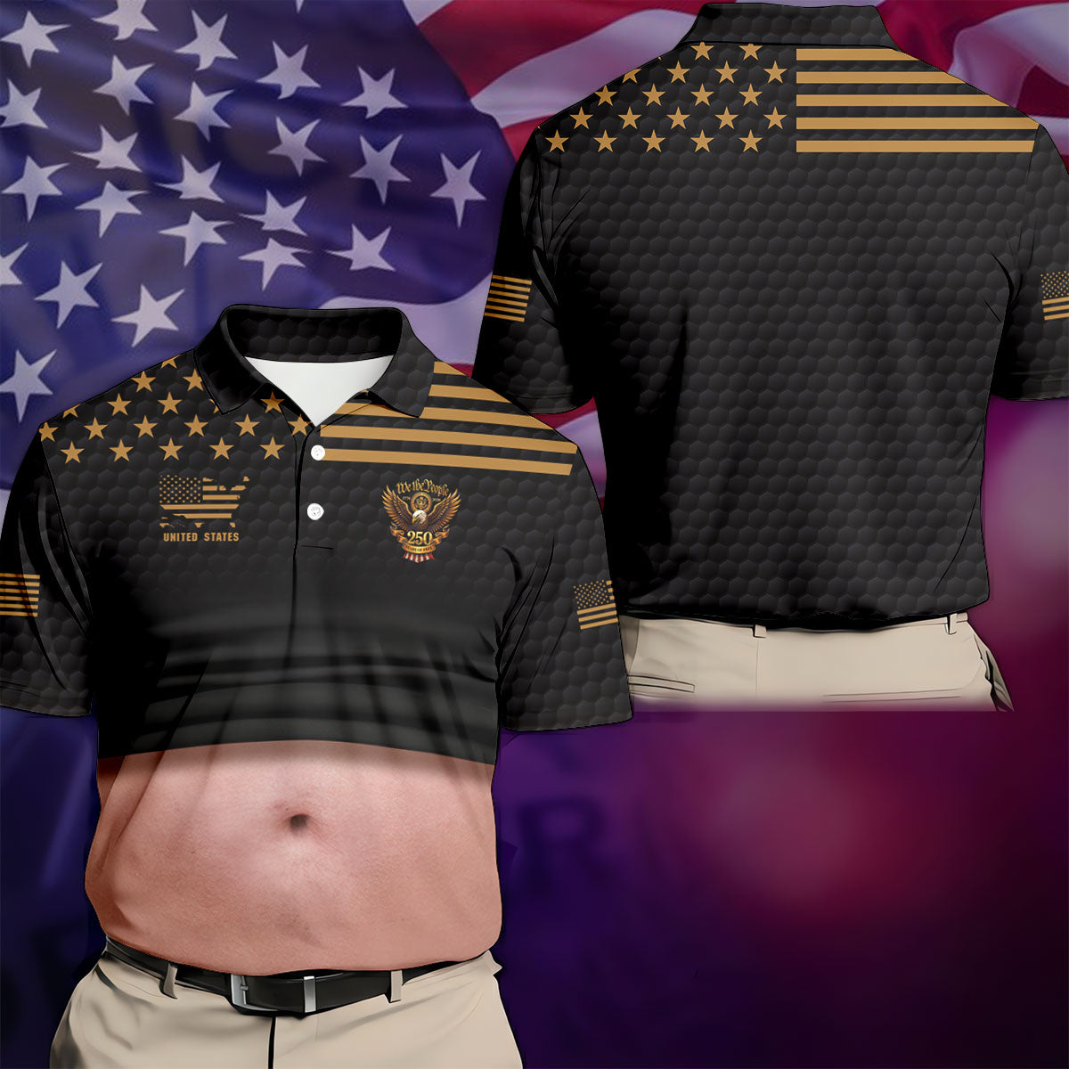 We The People 250 Years Of Free Men's Funny Golf Polo Shirtf July Fun Golf Shirts For Men