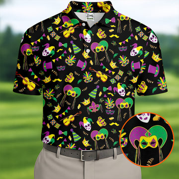 Festive Mask Purple Green Gold Mardi Gras Golf Shirt, Polo ShirtFor Men, Golf Shirts For Men
