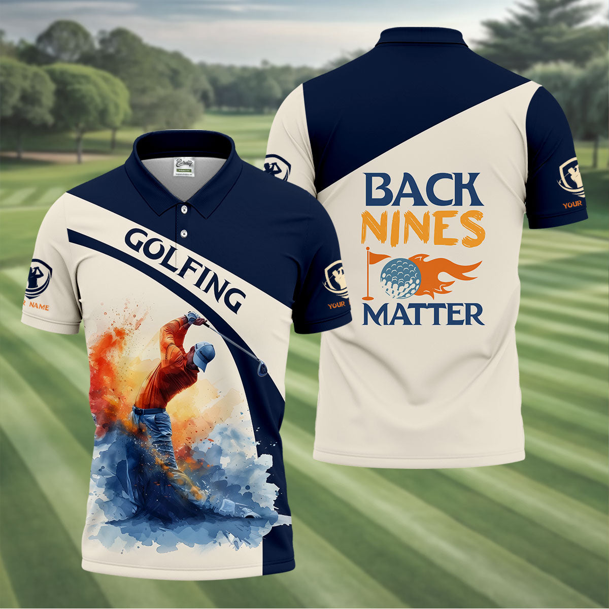 Back Nines Matter Custom Golf Polo Shirtunny Golf Shirt, Golf Polos For Men, Dad Golf Gift