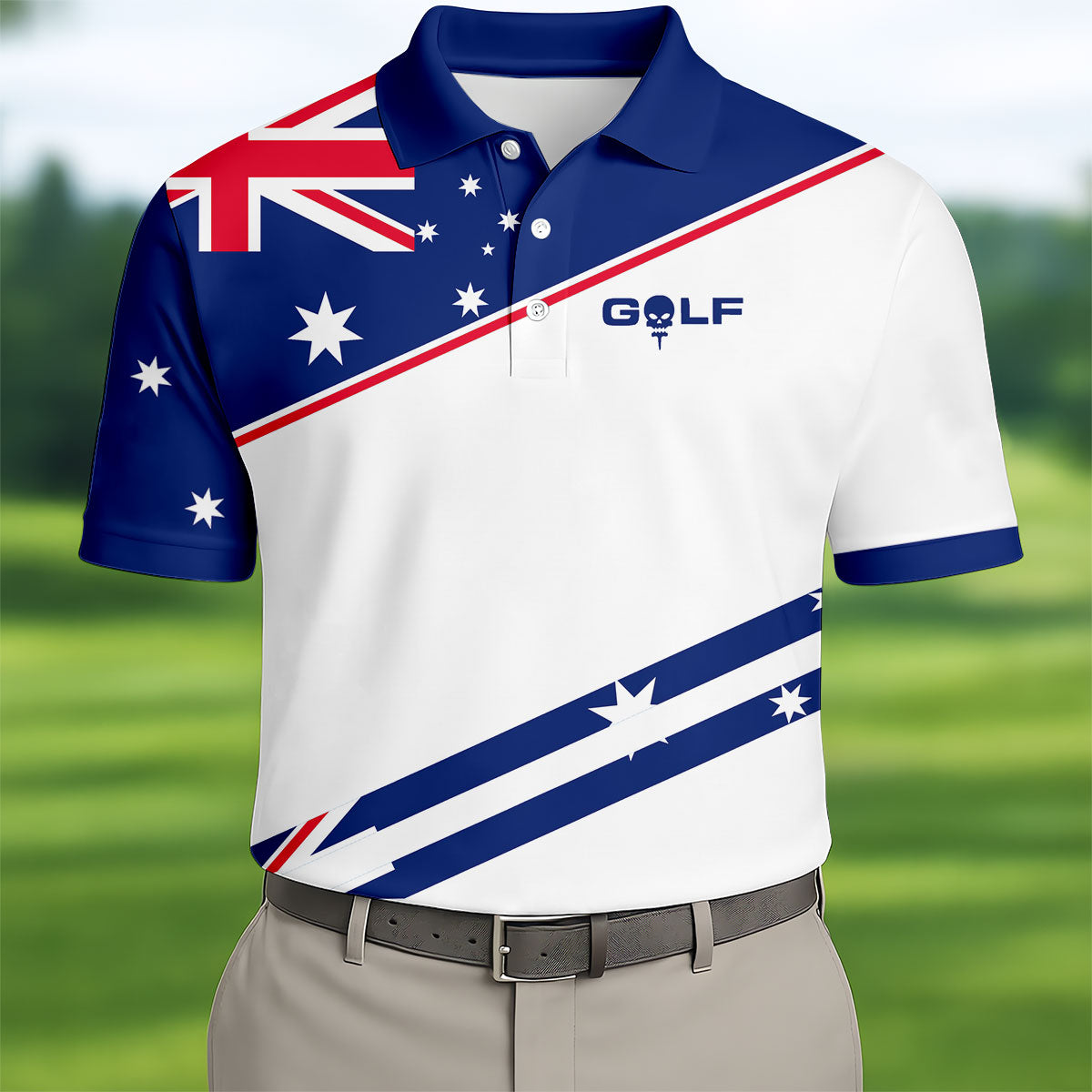I Put It In Every Hole Australia Flag Print Men's Golf Top, Polo Shirt Men, Golf Shirts For Men
