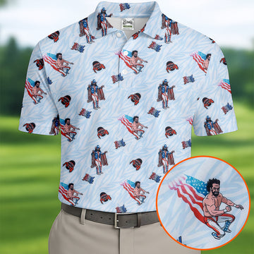 Randy Savage Patriotic Golf Shirt, Macho Man Golf Polo, Mens Golf Apparel