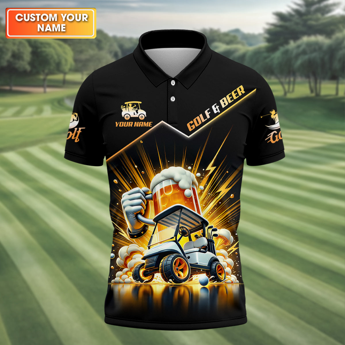 A Good Day Starts With Golf Carts And Beer Custom Funny Golf Polo Shirtad Golf Gifts