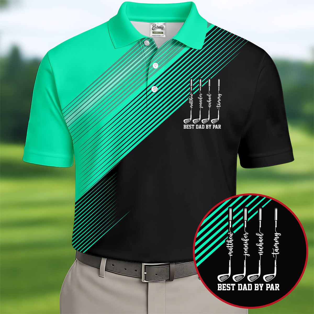 Best Dad By Par Diagonal Striped Father's Day Golf Shirt, Golf Gift For Dad, Polo Shirtor Men