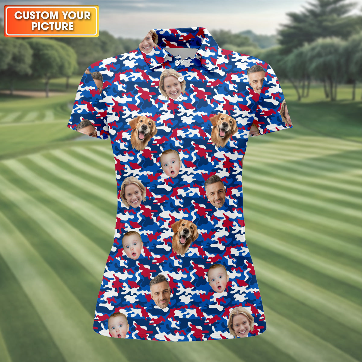 Personalized Dog Shirts, Golf Tops For Women, Custom Face Shirt, Family Portrait Golf Shirt, Patriotic Golf Polos, Long Sleeve Golf Shirts