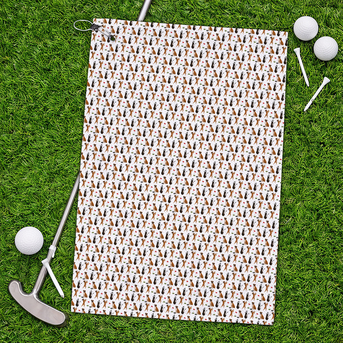 Crazy Boxer Golf Towel, Boxer Golf Pattern Towels for Golfer, Dog Lover Golf Gift