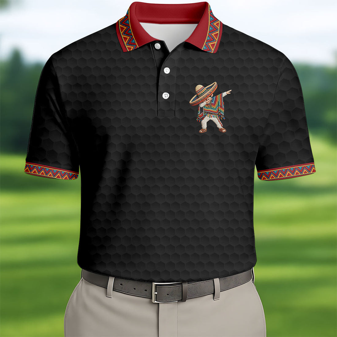 Cinco De Mayo Celebration Golf Ball Pattern Black Golf Shirt, Polo Shirt Men