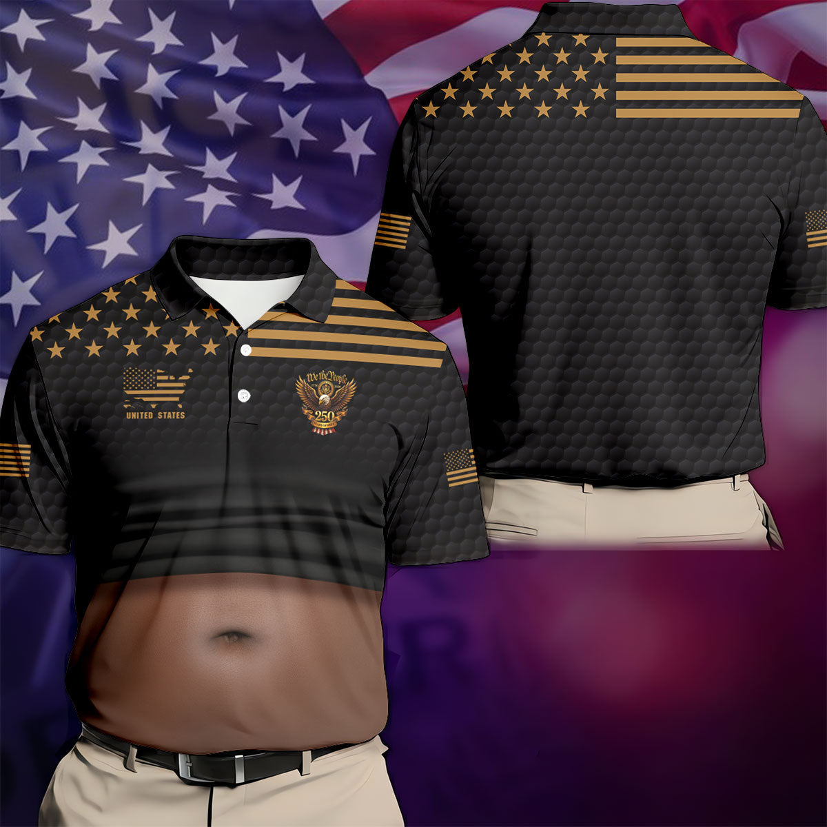 We The People 250 Years Of Free Men's Funny Golf Polo Shirtf July Fun Golf Shirts For Men