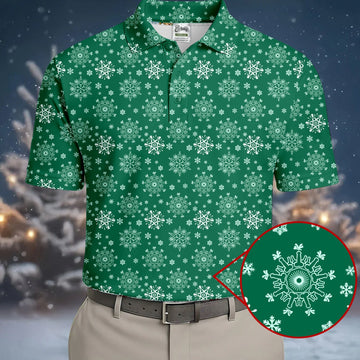 Dirty Funny Adult Humor Snowflakes Green Golf Shirt, Fun Men's Golf Polos, Christmas Golf Shirt, Polo ShirtFor Men
