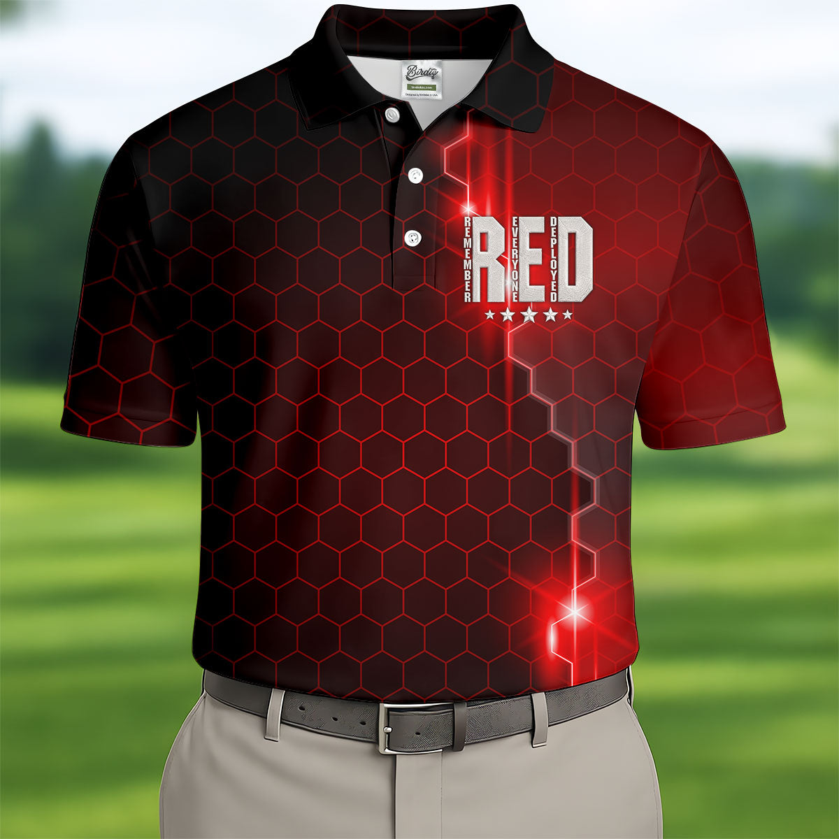 Remember Everyone Deployed Hexagonal Gradient Father's Day Golf Shirt, 250 Years Polo Shirt Men