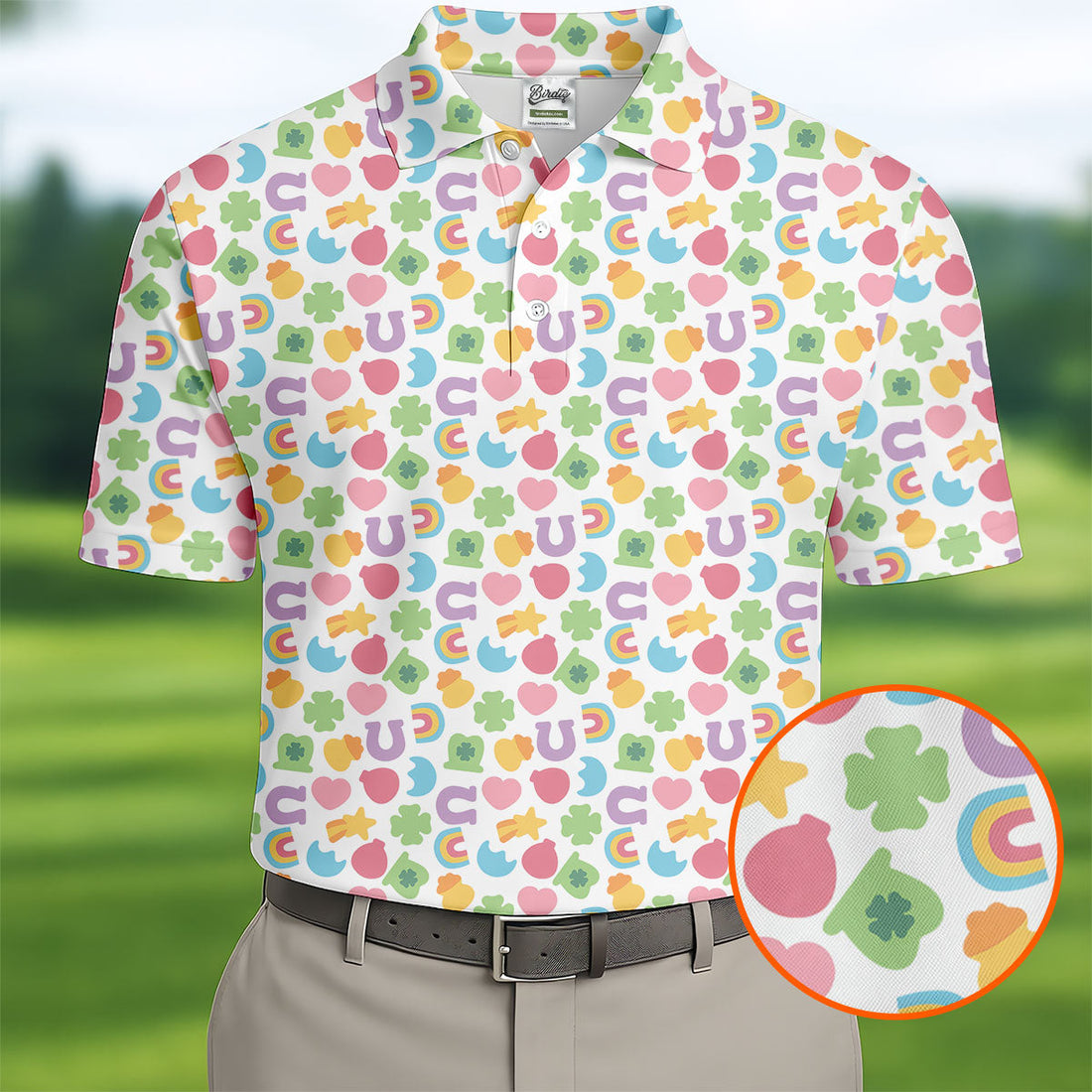 St Patrick's Day Lucky Charms White Golf Shirt, Cute Golf Outfit, Polo Shirt Men, Golf Shirts For Men
